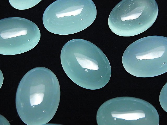 Calcédoine Bleu de Mer AAA Ovale Cabochon 18x13mm 2 pièces