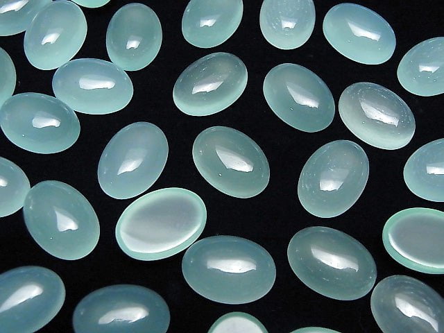 Calcédoine Bleu de Mer AAA Ovale Cabochon 18x13mm 2 pièces