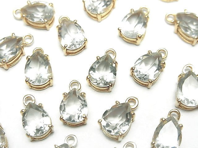 High Quality Green Amethyst AAA Bezel Setting Pear shape Faceted 8x6mm 18KGP 2pcs
