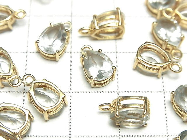 High Quality Green Amethyst AAA Bezel Setting Pear shape Faceted 8x6mm 18KGP 2pcs