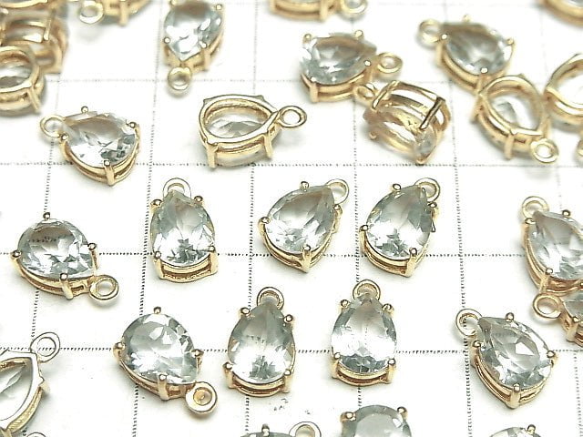 High Quality Green Amethyst AAA Bezel Setting Pear shape Faceted 8x6mm 18KGP 2pcs