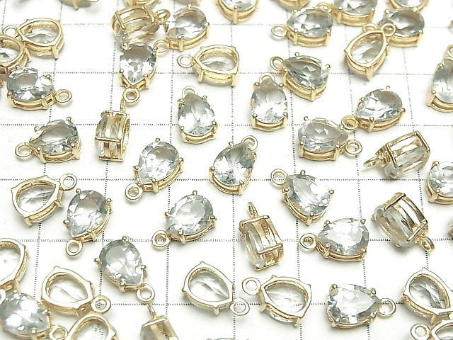High Quality Green Amethyst AAA Bezel Setting Pear shape Faceted 8x6mm 18KGP 2pcs