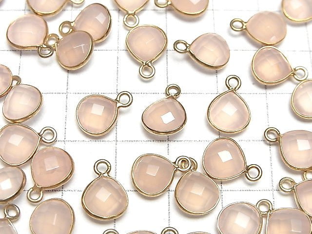 Hohe Qualität Pinke Farbe Chalcedon AAA Fassung Kastanienform 9x9mm 18KGP 3Stück