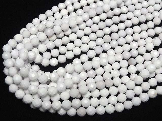 Hochwertig! Weißer Onyx AAA- 64 facettierte Rund 8mm halbe oder 1 Strang Perlen (ca. 15 Zoll/37 cm)