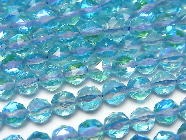 High Quality! 1strand $7.79! Aqua Blue Luna Flash #2 Star Faceted Round 6mm 1strand beads (aprx.15inch / 37cm)