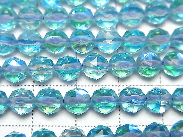 High Quality! 1strand $7.79! Aqua Blue Luna Flash #2 Star Faceted Round 6mm 1strand beads (aprx.15inch / 37cm)
