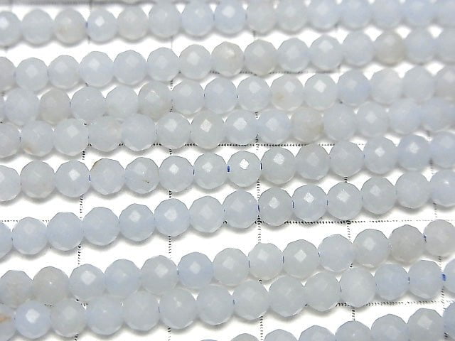 High Quality! Angelite AA Faceted Round 4mm 1strand beads (aprx.15inch/37cm)