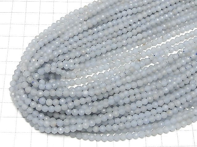 High Quality! Angelite AA Faceted Round 4mm 1strand beads (aprx.15inch/37cm)