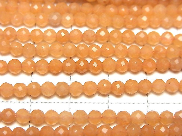 Hochwertig! Orange Aventurin-facettierte Runde 4mm 1Strang Perlen (ca. 15 Zoll / 38 cm)