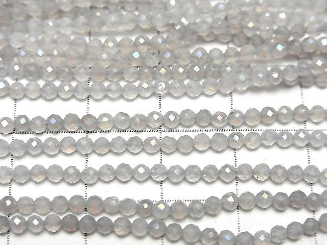 Hochwertig! Flash, Grauer Onyx Facettiert Rund 2mm 1Strang Perlen (ca. 15Zoll / 38cm)