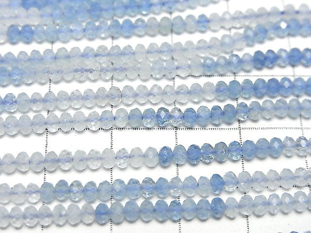 Hochwertig! 1Strang $15.99! Aquamarin AA++ Facettierte Knopf-Rondelle 3x3x2mm 1Strang Perlen (ca. 38cm / 15Zoll)