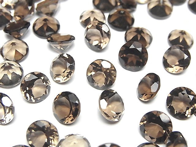 Hochwertiger rauchiger Quarz AAA lose Steine Runde facettiert 7x7mm 5Stück