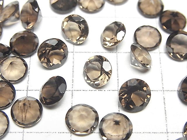 Hochwertiger rauchiger Quarz AAA lose Steine Runde facettiert 7x7mm 5Stück