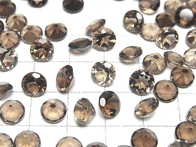 Hochwertiger rauchiger Quarz AAA lose Steine Runde facettiert 7x7mm 5Stück