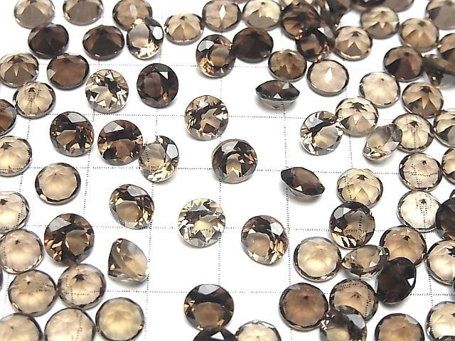 Hochwertiger rauchiger Quarz AAA lose Steine Runde facettiert 7x7mm 5Stück