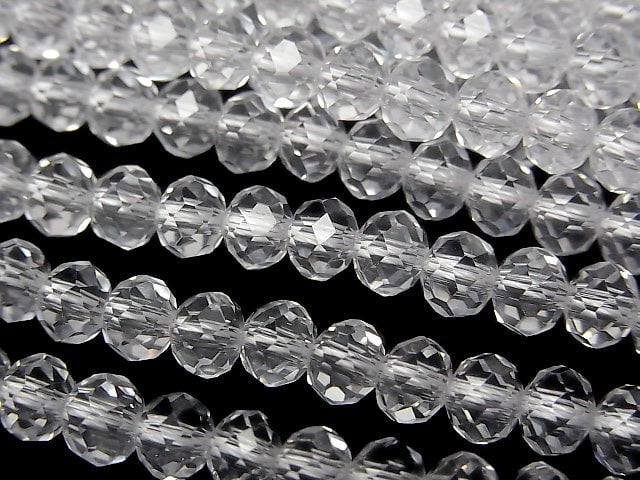 高品質!水晶(熔煉石英)AAA刻面鈕扣扁圓珠 6x6x3mm 一串珠子(約15英吋/36公分)
