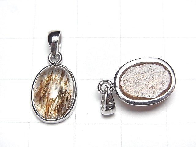 雲母石英 AAA 橢圓形吊墜 13x11mm 純銀925 1件