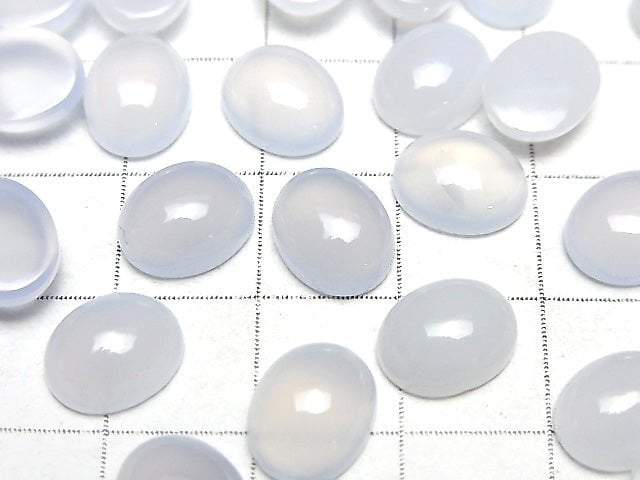 Hochwertiger blauer Chalcedon AAA Oval Cabochon 10x8mm 3 Stück