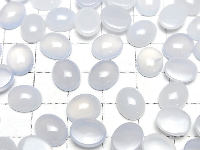 Hochwertiger blauer Chalcedon AAA Oval Cabochon 10x8mm 3 Stück