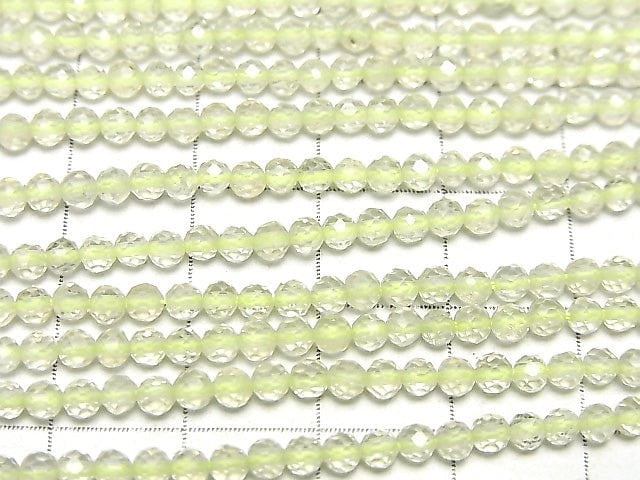 高品質!檸檬石英 AA++ 切面圓珠 3毫米 1串(約15英吋/37厘米)