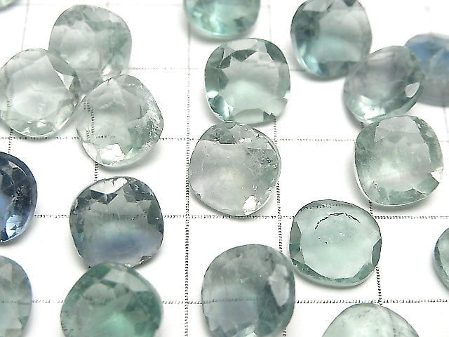 Hochwertiger Grüner Fluorit AAA- Lose Stein Quadrat Facettiert 10x10mm 2Stücke
