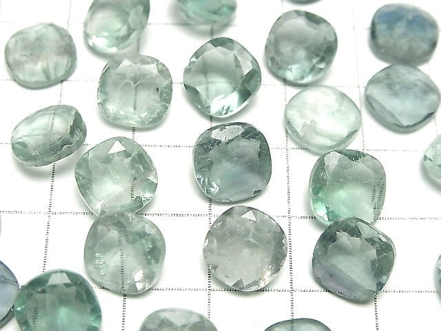 Hochwertiger Grüner Fluorit AAA- Lose Stein Quadrat Facettiert 10x10mm 2Stücke