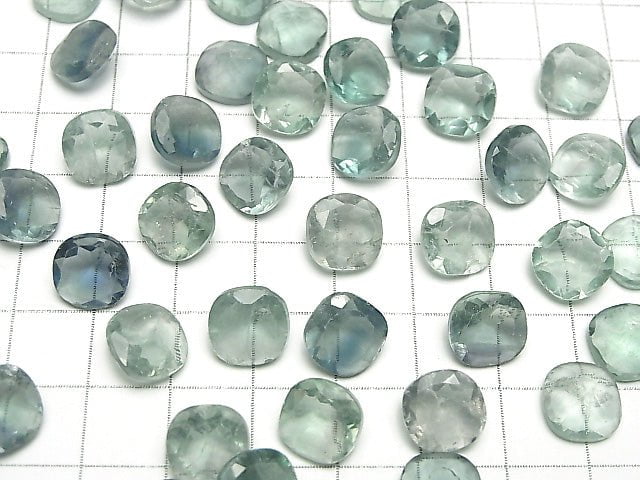 Hochwertiger Grüner Fluorit AAA- Lose Stein Quadrat Facettiert 10x10mm 2Stücke