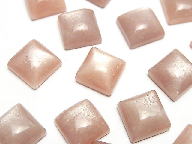 桃色月光石 AAA 級 - 方形素面 12x12mm 2顆
