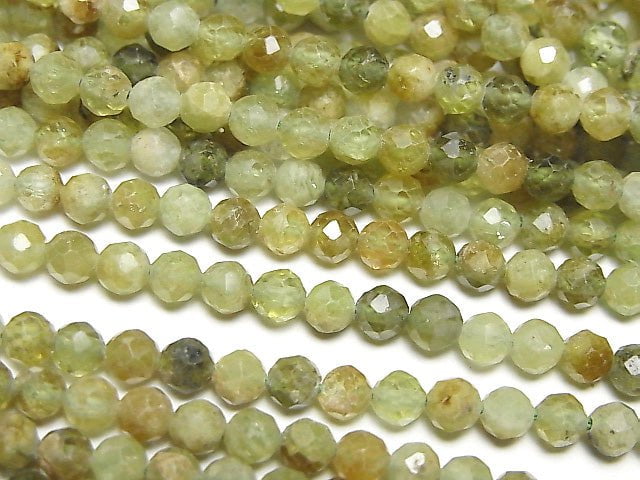 高品質!鈣鋁榴石 AA++ 刻面圓珠 4mm 1串 (約15英吋 / 37公分)