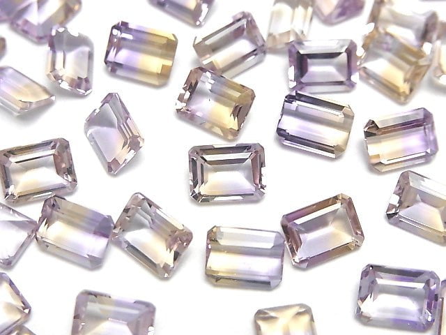 Hochwertiger Ametrin AAA lose Stein rechteckig facettiert 8x6x4mm 3 Stück