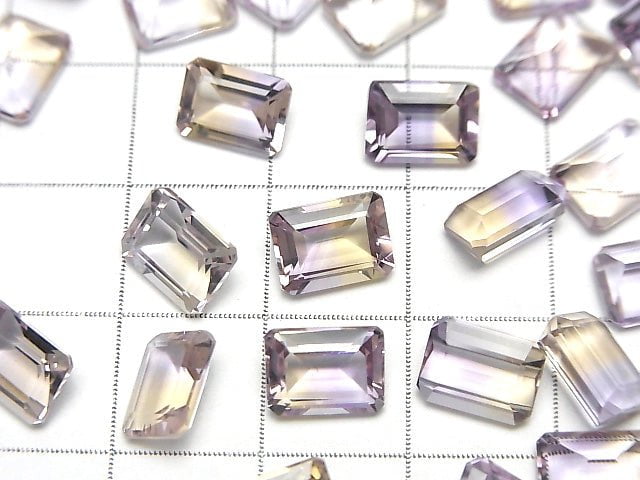 Hochwertiger Ametrin AAA lose Stein rechteckig facettiert 8x6x4mm 3 Stück