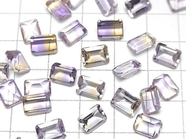 Hochwertiger Ametrin AAA lose Stein rechteckig facettiert 8x6x4mm 3 Stück