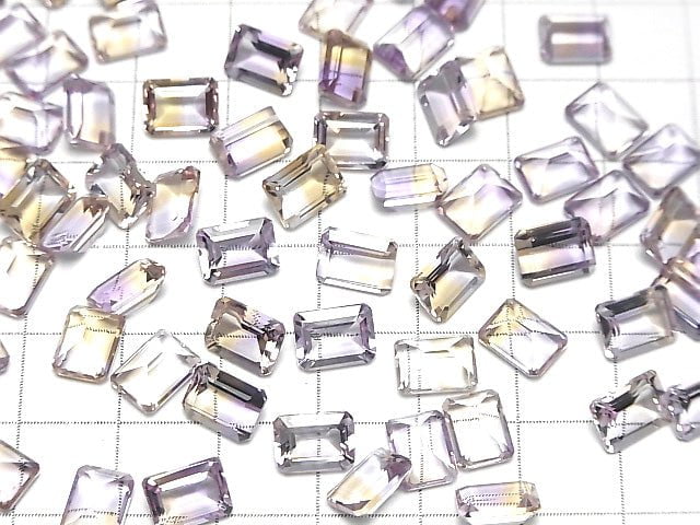 Hochwertiger Ametrin AAA lose Stein rechteckig facettiert 8x6x4mm 3 Stück