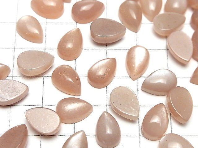 Pfirsich-Moonstone AAA- Birnenform Cabochon 12x8mm 3Stk
