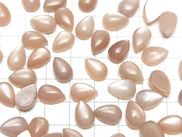 Pfirsich-Moonstone AAA- Birnenform Cabochon 12x8mm 3Stk