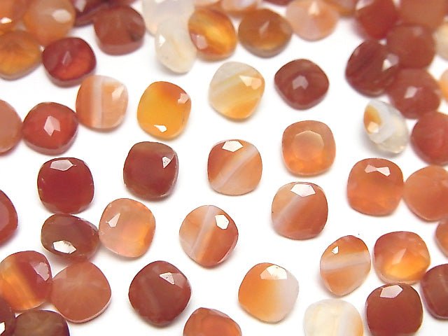 Mixed Carnelian Loose stone Square Faceted 6x6mm 10pcs