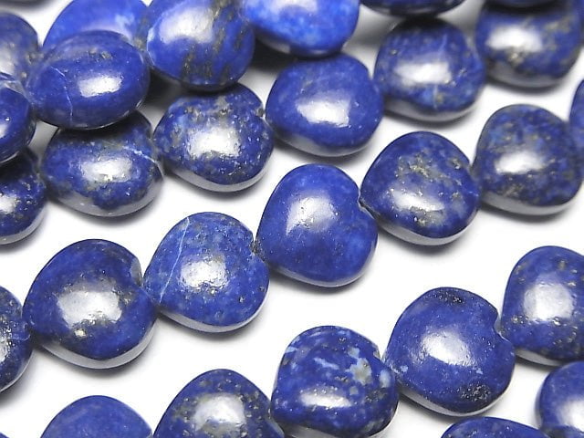 青金石 AA++ 垂直孔心形 10x10公釐 半串或1串珠子 (約6英吋/16公分)