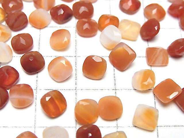 Mixed Carnelian Loose stone Square Faceted 6x6mm 10pcs