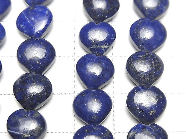 青金石 AA++ 垂直孔心形 10x10公釐 半串或1串珠子 (約6英吋/16公分)
