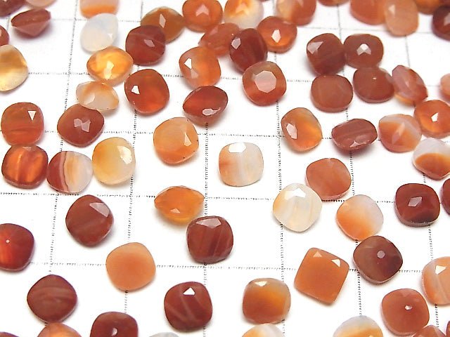 Gemischter Karneol Lose Steine quadratisch facettiert 6x6mm 10 Stück