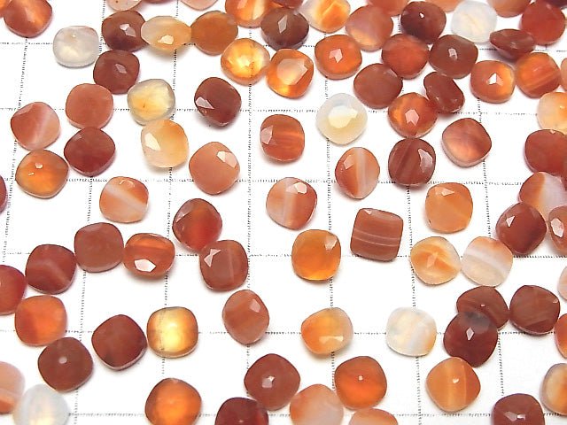Gemischter Karneol Lose Steine quadratisch facettiert 6x6mm 10 Stück