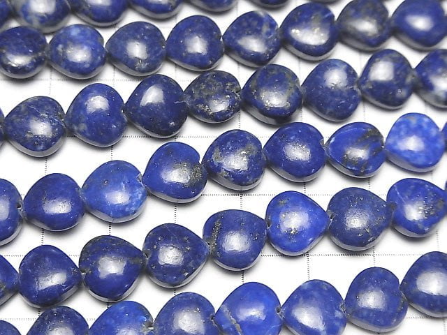 Lapislazuli AA++ Vertikales Loch Herz 10x10mm halb oder 1Strang Perlen (ca. 6 Zoll / 16 cm)
