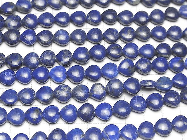 Lapislazuli AA++ Vertikales Loch Herz 10x10mm halb oder 1Strang Perlen (ca. 6 Zoll / 16 cm)