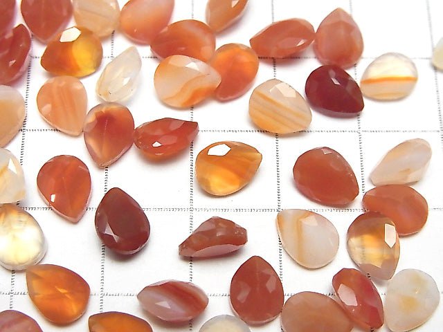 Gemischte Karnelian Lose Steine Birnenform Facettiert 8x6mm 10 Stück