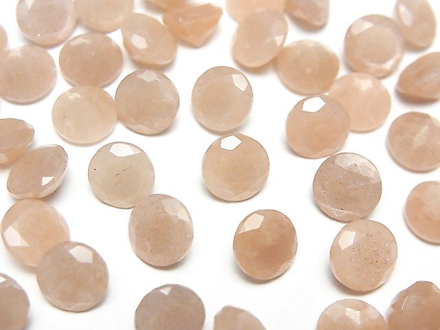 高品質蜜桃月光石 AAA 圓形刻面裸石 8x8mm 4顆
