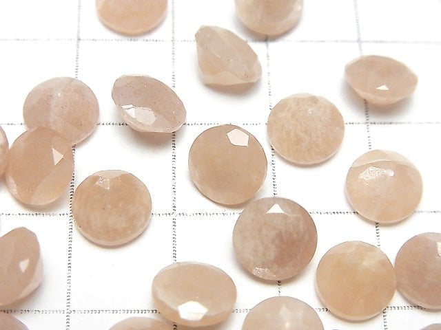 高品質蜜桃月光石 AAA 圓形刻面裸石 8x8mm 4顆
