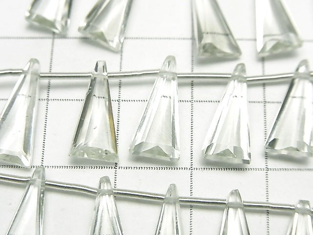 高品質綠紫水晶 AAA 級 - 三角形刻面 15x7 毫米 1 串 (8 顆)