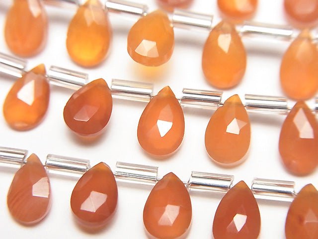 高品質紅玉髓 AAA 梨形刻面錐形珠 8x5mm 1串珠子 (18顆)