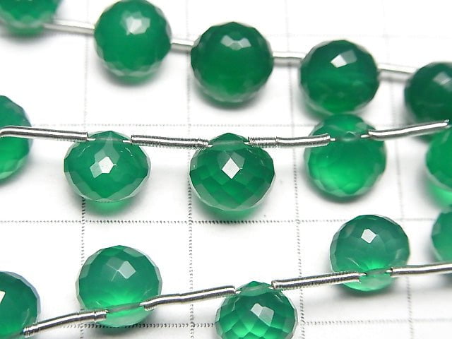 高品質綠瑪瑙 AAA 刻面洋蔥形垂墜 7x7mm 1 串珠子 (8 顆)