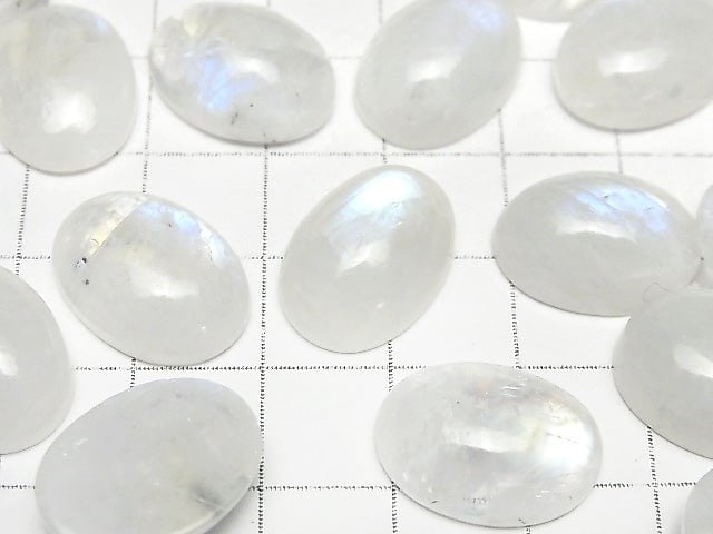 Hochwertiger Regenbogen-Mondstein AA++ Oval Cabochon 18x13mm 2 Stück